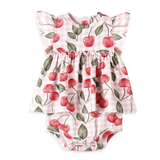 Cherry Picnic Flutter Sleeve Skirted Bodysuit | 0-3 Mo