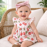 Cherry Picnic Flutter Sleeve Skirted Bodysuit | 6-9 Mo