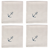 Anchor Embroidered Cloth Napkins | Set of 4