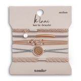 Wonder Cream & Blue Hair Tie Bracelet Set | M
