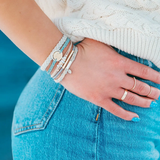 Wonder Cream & Blue Hair Tie Bracelet Set | M
