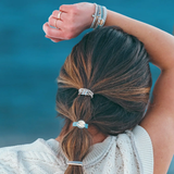Wonder Cream & Blue Hair Tie Bracelet Set | M