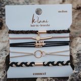 Connect Black & Cream Hair Tie Bracelet Set