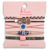 Mahjong Pink, Green & Blue Hair Tie Bracelet Set | Medium