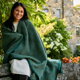 Harborview Herringbone Forest Green Blanket