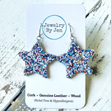 Medium Red, White & Blue Star Earrings