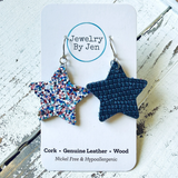 Medium Red, White & Blue Star Earrings