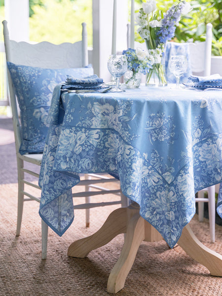 Washed Blue Blanche Tablecloth | 54 Inch