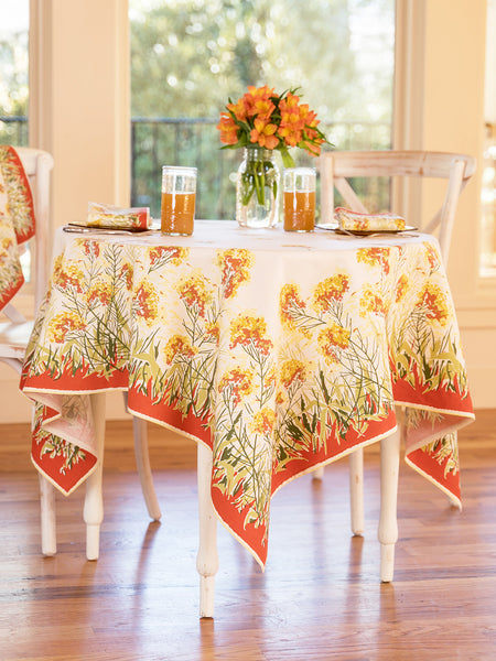 54 Inch Tablecloth | Prairie Flower Ecru