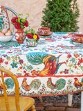 60 x 108 Inch Tablecloth | Rooster Ecru