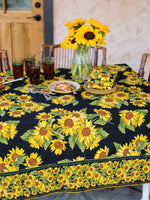 60 x 90 Inch Tablecloth | Sunflower Valley Black