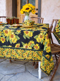 60 x 90 Inch Tablecloth | Sunflower Valley Black