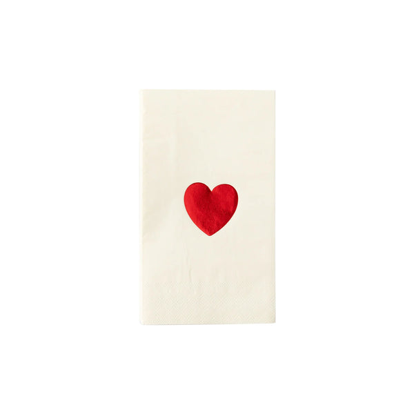 Red Foil Heart Valentine Guest Towels