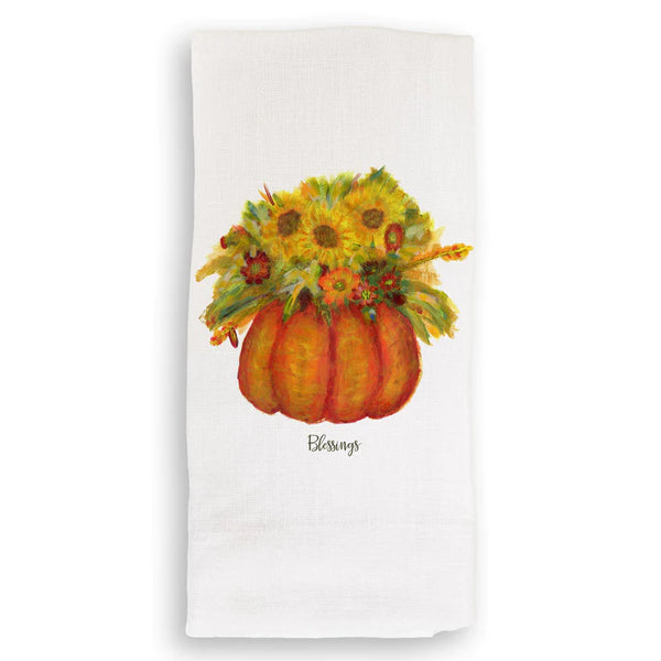 Blessings Pumpkin with Flowers Guest Towel