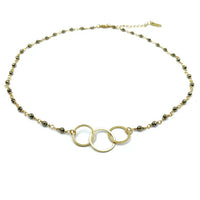 3 Hoops on Pyrite | Short Necklace