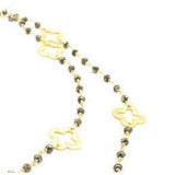 Gold Clover and Petite Pyrite | Long Necklace