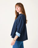 Amelia Cuff Tee | Navy Chambray