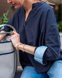 Amelia Cuff Tee | Navy Chambray
