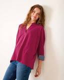 Amelia Cuff Tee | Wildberry Chambray