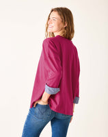 Amelia Cuff Tee | Wildberry Chambray