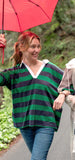Amelia Rugby Tee | Navy & Green Stripe