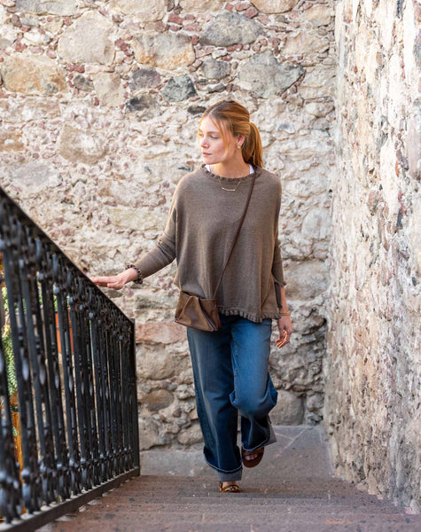 Petite Catalina Ruffle Sweater | Taupe