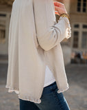 Catalina Ruffle Sweater | Stone + Cream