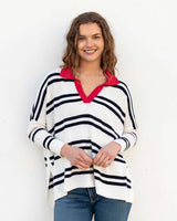 Catalina Polo Sweater | Navy Stripe
