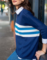 Catalina Crewneck Sweater | Navy & Teal