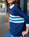 Catalina Crewneck Sweater | Navy & Teal