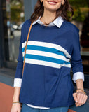 Catalina Crewneck Sweater | Navy & Teal