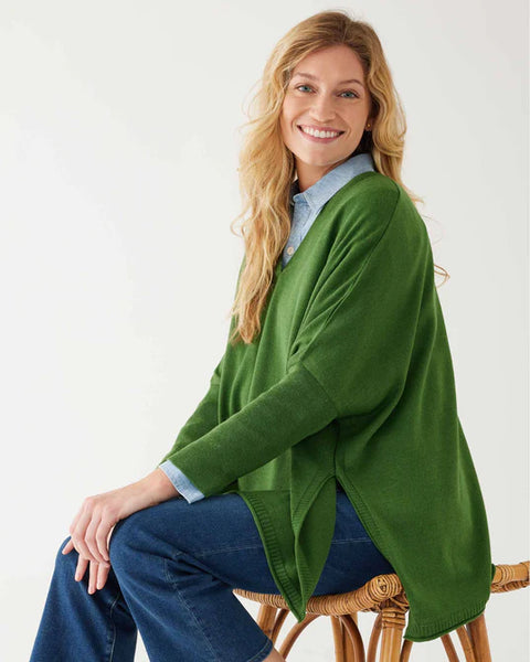 Catalina V-Neck Sweater | Emerald