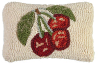 Three Cherries Hooked Wool Pillow