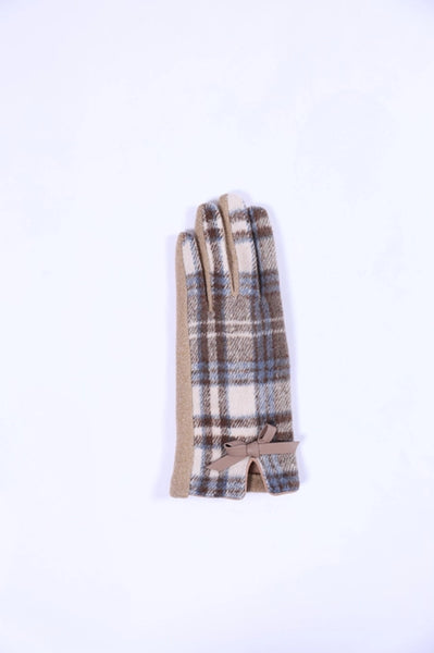 Corinne Gloves | Camel & Blue Plaid