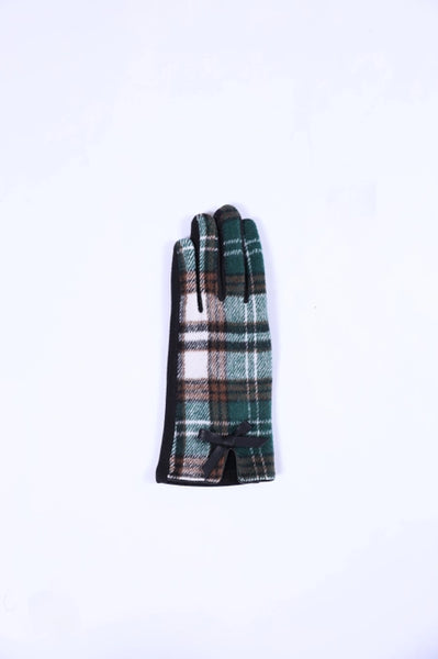 Corinne Gloves | Green & Black Plaid