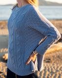 Cotswold Cable-Knit Sweater | Misty Blue
