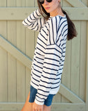 Delmar Sweater | Navy Stripes
