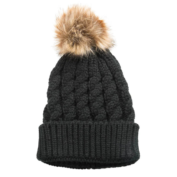 Emma Pom-Pom Knit Hat | Black