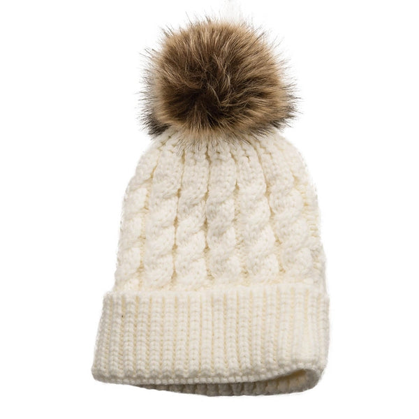 Emma Pom-Pom Knit Hat | Cream