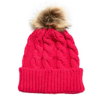 Emma Pom-Pom Knit Hat | Raspberry