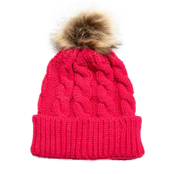 Emma Pom-Pom Knit Hat | Raspberry