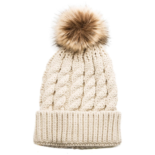 Emma Pom-Pom Knit Hat | Sand
