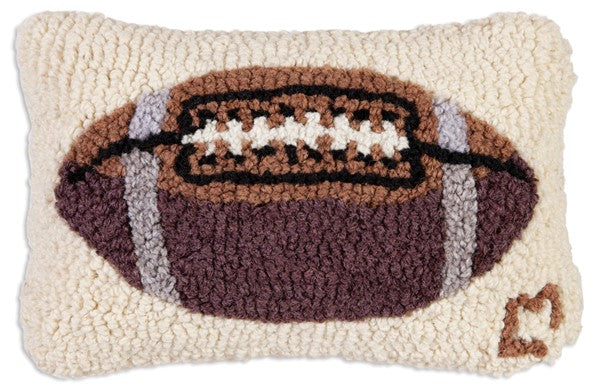 Football Hooked Wool Pillow