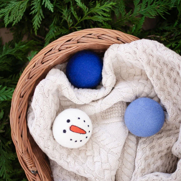 Eco Dryer Balls | Vintage Blue Snowman Set of 3