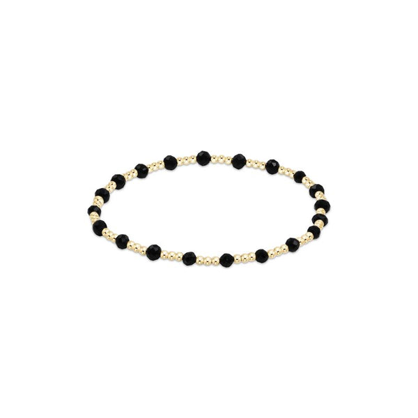 Gold Sincerity 3mm Gemstone Bracelet | Faceted Onyx