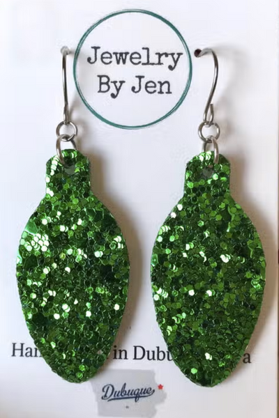Holiday Light Bulb Earrings | Green
