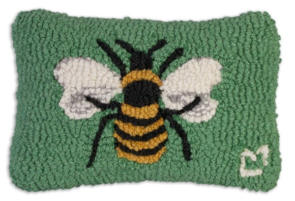 Honey Bee Hooked Wool Pillow