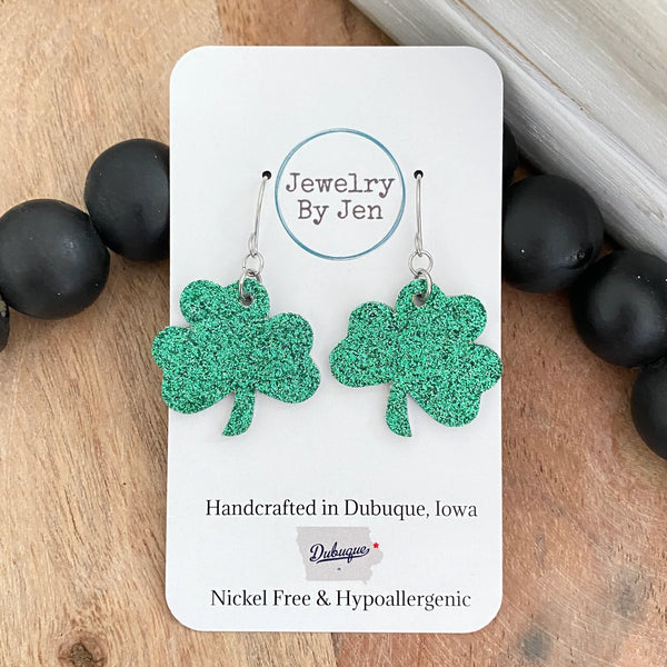 Small Shamrock Glitter Earrings