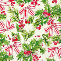 Pink Holly Bows Cocktail Napkins