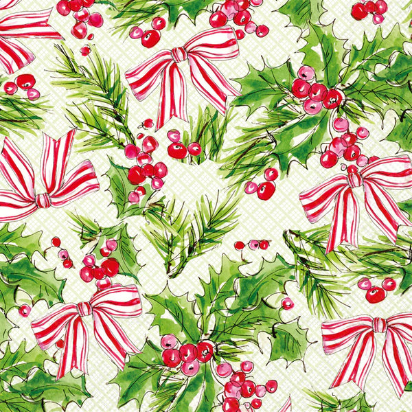 Pink Holly Bows Cocktail Napkins